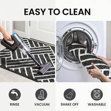 EDIMENS Doormat For Front Door 50x80cm, Non-Slip & Washable Outdoor Doormat, Thickened Indoor Doormat, Highly Absorbent Doormat For Indoor And Outdoor Use, Entrance & Front Door, Patio, Hallway - Black and White Stripes - View 7