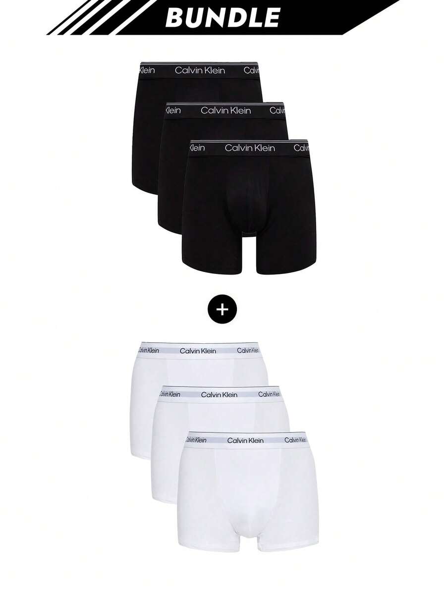 Calvin Klein [Bundle] Bestseller 3er Pack Herren Boxershorts + Moderne 3er Pack Herren Boxershorts - Schwarzweiß - View 1