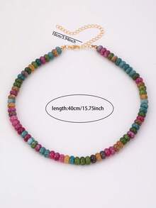1/2Pcs Multi Beaded Necklace For Women, Semi Precious Stone & Acrylic Bead Strand Choker, Vintage Statement Jewelry For Daily(Random Color) - Multicolor - View 4