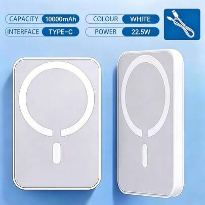 XBJ Batterie externe magnétique de charge rapide 10 000 mAh, port de charge rapide magnétique 22,5 W, compatible avec les appareils Android et Apple, chargeur portable, convient pour iPhone 13, 14, 15, 16, 17. Un chargeur externe compact et portable. L'idée de cadeau parfaite pour Halloween, Noël, la Saint-Valentin et la rentrée scolaire