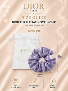 Dior 紫色緞面髮圈 10cm/8cm，柔軟緞面附品牌 Logo 印花，彈性不勾髮，適合日常髮型造型，附禮盒 - 紫色 - 查看 10