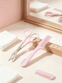 1/3/5pcs Premium Cute Pink Beauty Style , Polished Solid Stainless Steel , Built-In Attached Comb Integrated Design , Eyebrow Trimming Grooming Scissors , For Women Makeup Beginners , Travel Daily Eye Makeup Gift Tool - Eyebrow Trimmer - View 7