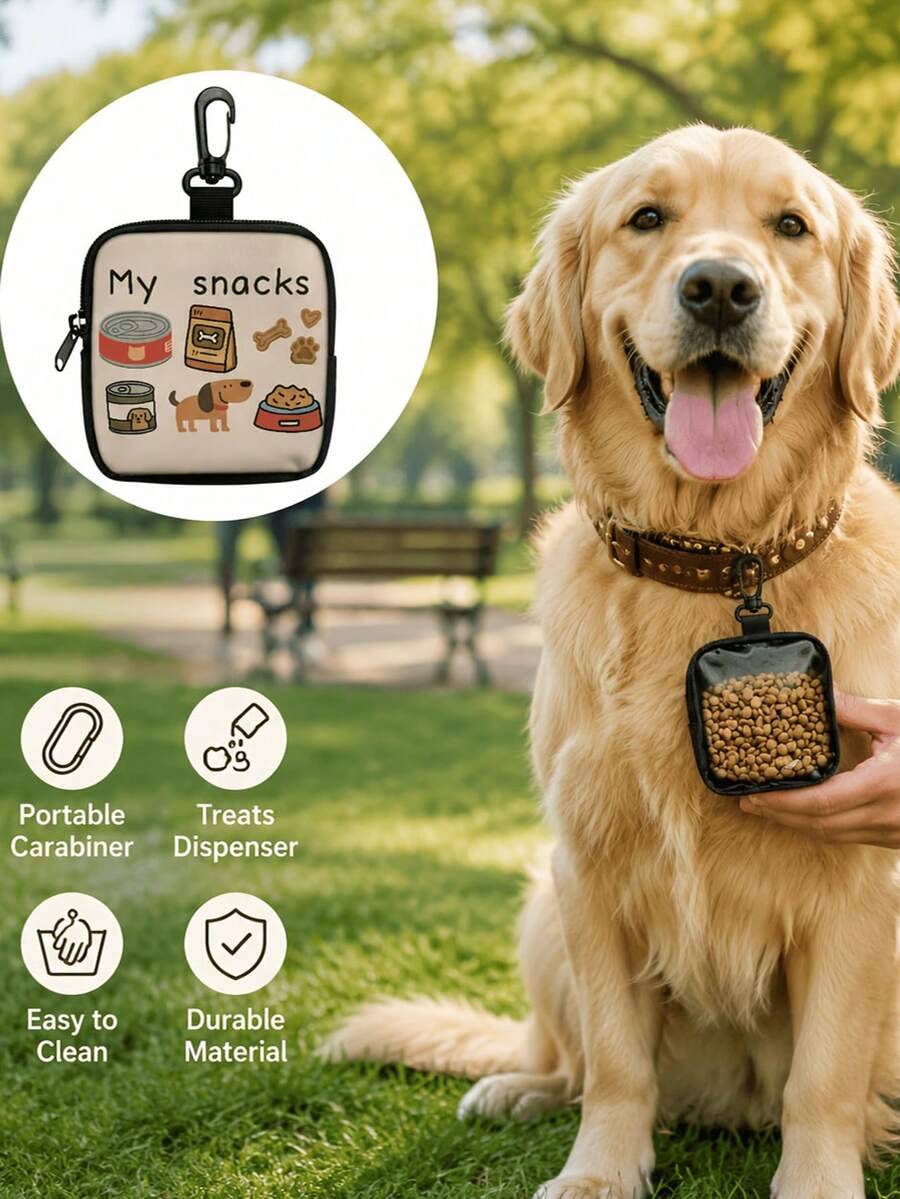 New Cartoon Print Creative Large Capacity Dog Treat Storage Bag Keychain, Portable Outdoor Pet Treat Bag, Suitable For Training And Dog Walking - Multicolor - View 1