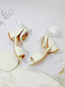 White Princess High Heel Sandals For Girls, Versatile For Students And Formal Occasions - White - View 7