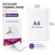 Papel Térmico para Impressora 8,5 X 11 Polegadas, 100 Folhas Tamanho Carta EUA, Compatível com Impressora Térmica Portátil M08F/A40, Papel de Impressão Dobrado com Alimentação Contínua (100 Folhas/Dobradura Contínua) - Visão 3