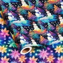 1 Roll Christmas Wrapping Paper With Christmas Tree, Hedgehog, Fox, Bear And Various Animals, 43x500cm(17x197in), Featuring Snowflakes, Snowman, Christmas Reindeer, Snow House, Paw Prints, Suitable For Christmas, Halloween, Family Gathering, Birthday Party Gift Wrapping - View 14