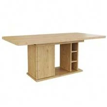 Extendable Dining Table 140/180 * 80 Cm, Suitable For 6-8 People, With Storage Space, Thickened Tabletop, Extendable Dining Table In Scandinavian Style, Oak Color - 駝色 - 查看 9