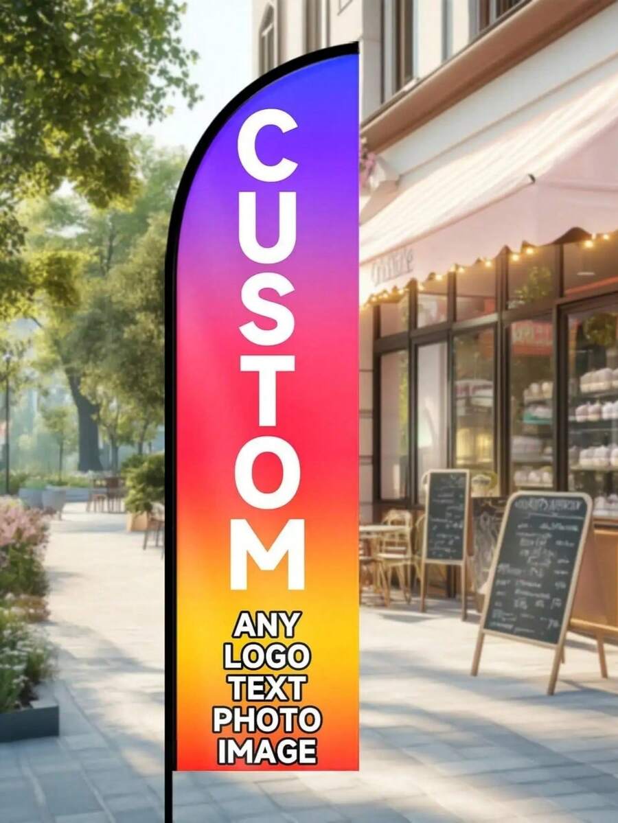 Custom Knife-Shaped Banner, Personalized Design, Text, Suitable For Store Signage, Personalized Business Logo, Beach, Without Pole - Multicolor - View 1