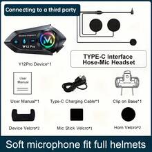 Y12 Pro Motorcycle Helmet Wireless Headset Intercom Version, 500m Intercom Range, Supports Connection To Third-Party Intercoms, Rainproof For Riding, Wireless Hands-Free Intercom, With RGB Lights, 1000mAh Battery Capacity, Suitable For Full Face And Half Face Helmets - Y12 PRO - View 11