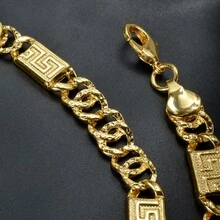 Vintage Exquisite 14K Gold Plated Copper Floral Pattern Bracelet, Unisex, Daily Wear - Gold - View 3
