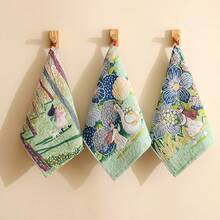1pc/3pcs 13.3*16 Inch Forest Girl Floral Theme Breathable Quick-Dry Gauze Handkerchief, Hanging Ultra-Soft High Absorbent Face Towel, Suitable For Face Washing, Makeup Removal, SPA, Kitchen And Bathroom Back To School - Green - View 14