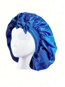 1pc Bow Satin Sleep Cap, Adjustable Long Ribbon Anti-Frizz Hair Wrap, Oversized Ruffle Silky Hair Bonnet, Multi-Color Options, Suitable For Sleep, Skincare, Curly Hair Care, Women's Daily Hair Care, All-Season Style - Multicolor - View 3