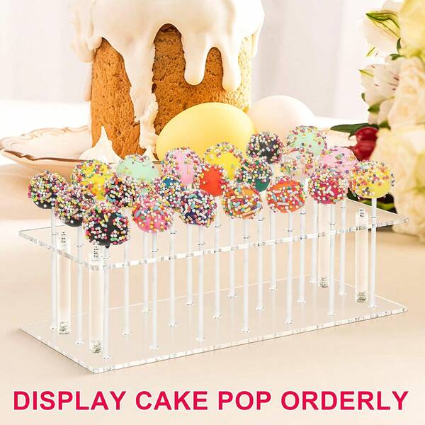 1pc Sturdy Acrylic Cake Pop Display Stand, Transparent Multi-Shape Cake Pop Holder, Lollipop Display Rack For Wedding, Birthday, Anniversary, Party