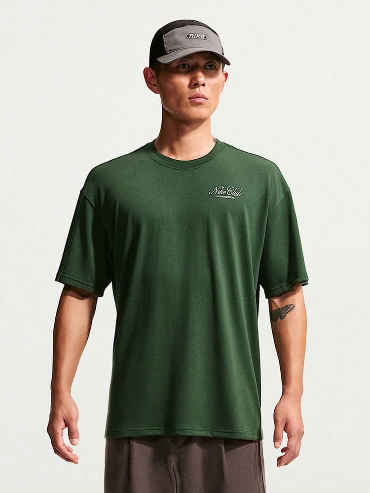 Nike Men's AS U NSW SS M90 Short Sleeve T-Shirt Knit Collarless Short TIX4987-323 - Green - View 1