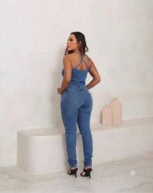Women Denim Overalls & Jumpsuits - Azul lavado medio - Ver 2