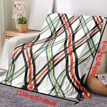 Grid Print Flannel Blanket Digital Print 1pc - Mocha Brown - View 4
