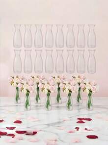 Plastic Striped Transparent Vase, Floral Arrangement Craft, Suitable For Various Bouquet Decorations, Holidays And Home Decor, Perfect For Tabletop Decoration, Wedding, Home, Christmas Dinner Party - Transparent - View 2