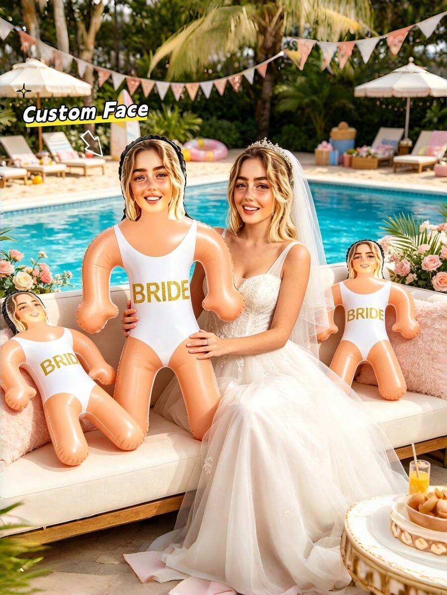 1pc Personalized Inflatable Blow Mold Prop, Customized Face Inflatable Blow Mold Prop, Personalized Inflatable Party Prop For Bride And Groom, Bachelorette Party Gift, Pre-Wedding Party, Bridal Gift, Inflatable Doll, Wedding Favor, Anniversary, Special Occasion