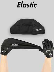 Musion 1/3pcs Star & Letter Print Helmet Liner, Breathable Sweat-Absorbing Durag Knit Cap, Windproof Motorcycle Riding Running Helmet Inner Cap - Multicolor - View 10