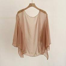 1pc Solid Color Chiffon Cheongsam Shawl Cardigan, Thin Spring/Autumn Sleeveless Vest For Women, Air-Conditioned Room Layering, Sun Protection, Versatile - Multicolor - View 8