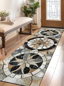 1pc Vintage Floral Marble Pattern Diatomaceous Earth Kitchen Anti-Slip Mat 3.5mm, Cuttable, Absorbent & Anti-Fatigue, Kitchen Rug Bathroom Mat Hallway Entryway Outdoor Garden Indoor Small Carpet Toilet Mat - Multicolor - View 9