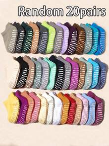 10 Pairs Random Color Anti-Slip Dot Grip Short Socks For Infants And Toddlers, Baby Indoor Floor Anti-Slip Invisible Socks, Macaron Multi-Color Breathable Elastic Learning To Walk Socks, Soft And Comfortable For All Seasons, Suitable For Home Crawling And Daily Wear - Multicolor - View 12