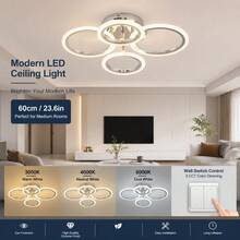 現代 LED 天花板燈 4 環半嵌入式吸頂燈 60cm/23.6in 可調色（暖白/自然白/冷白）簡易安裝 適用於客廳、臥室、廚房、走廊、玄關及其他室內照明 - 四環吸頂燈 - 查看 14