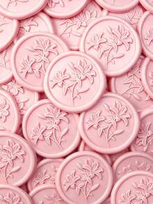 20pcs/Pack 3D Embossed Lily Flower Pattern Wax Seal Stickers, Self-Adhesive Wax Seal Stickers, Suitable For Gifts, Wedding Invitations, Envelope Sealing - Pink - 3D Lily - Pink - View 2