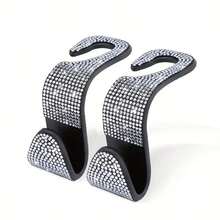 2/4pcs Car Seat Back Hooks With Rhinestones, Shiny Crystal Texture, Interior Accessory For Women, Fits Front Seats, Storage And Decoration For Car Interior - Diamond-encrusted Chair Back Hooks - View 14