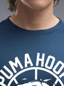 Puma Kaos Latihan TEAM ROAR Pria I - Biru Petroleum Tengah Malam, Kaos Rajut Lengan Pendek Tanpa Kerah 52920002 - Navy Blue - View 3
