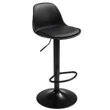 Pack de 2 Taburetes de Bar y Cocina Silla Alta Bistro Giratoria 360º con Altura Regulable Asiento Acolchado de Piel Sintética Taburete Moderno para Barra de Cocina Comedor Mostrador - Negro - Ver 2