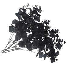 1/3PCS Artificial Eucalyptus Stems Bouquet White Faux Silk Eucalyptus Leaves With 4 Branches Real Touch Leaf Stem For Vase Wedding Home Party Decor Table Centerpiece DIY Flower Arrangements - Black - View 7