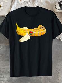 A Banana Curve Ball Python A Snake, A Reptile, And Reptilogy. An Interesting Round-Neck T-Shirt T Shirt,It's A Set Of Stylish, Printed, Comfortable An - 黑色 - 查看 1