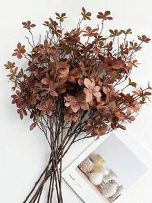 1/2/3pcs Artificial Green Plant Stems And Leaves, 72cm Faux Foliage, Suitable For Wall Decor, Living Room And Bedroom Decor, Wedding, Party Decor, Tabletop Decor. Autumn And Spring Leaf Harvest, Room Decor, Home Decor, Kitchen Decor, Wedding Decor, Tabletop Decor - Brown - View 2
