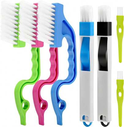 Eduftis 7Pcs Crevice Cleaning Brush, Multifunctional Window Track Cleaning Tools And Window Groove Cleaning Brush, Home Kitchen Bathroom Window Faucets, Easy To Use Cleaner Supplies Tool