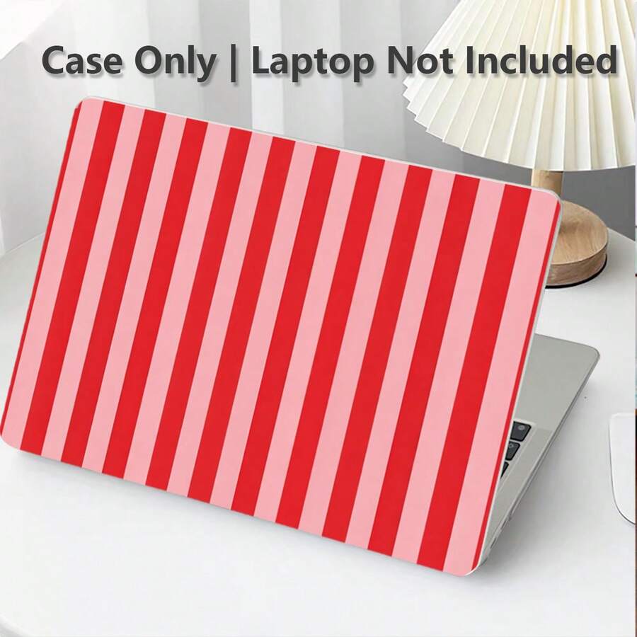 1件式 MacBook 相容保護殼,粉紅與紅色條紋 UV 印刷圖案,筆電保護殼,極簡輕量耐用,相容 MacBook Air Pro 13.3 13.6 14.2 15.3 16.2 吋,適用於 13 吋 Neo 筆電保護殼 A3404 型號/ D14、D16 - 查看 1