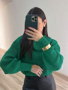 Women Knit Tops - Green Flag - View 3