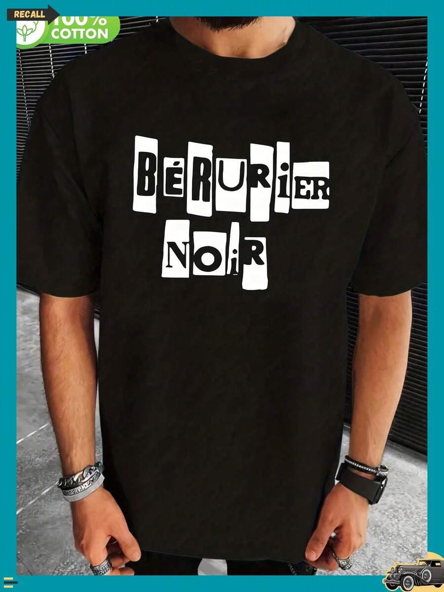 2025 Sommer Berurier T-Shirts mit großen Grafikdesigns und humorvollen Drucken, ideal für Fans des Harajuku-Stils, hergestellt aus 180g Stoff. 9HQE - Schwarz - Übersicht 1