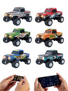 A 1:64 Mini Four-Way Remote Control Off-Road Vehicle With LED Lights And Remote Control, A Children's Toy Car Cake Ornament, Suitable For Christmas, Birthday And New Year Gifts For Boys Aged 6 To 12, A Must-Have For Children's Toy Travel - Multicolor - View 10