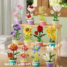 Micro Granule Potted Building Block Immortal Flower, Immortal Flower Building Block Potted Set, Cute Home Decor, Desktop Decor, Multifunctional And Original Gift Idea, Artificial Potted Decor, Holiday Gift, Birthday Gift, Christmas Gift, New Year Gift, Party Decoration - Multicolor - View 22