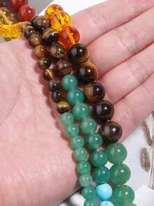 1 Strand Four Colors Tourmaline Beads Accessories 6/8/10mm Diy For Jewelry Making Clavicle Chains Bracelets Necklace Diy Beads - Multi-colored Agate - View 9