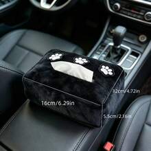 Kotak Tisu Mobil Beludru Hitam Bordir Berbentuk Cakar Putih yang Lucu, Dapat Digantung di Sandaran Kepala Mobil, Dekorasi Interior Mobil yang Lembut, Tempat Tisu - A - View 7