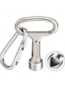 6/2PCS Kunci Serbaguna Segitiga Paduan Seng dengan Carabiner, Alat Pembuka Darurat Tahan Korosi untuk Meter Listrik, Gas, Pipa Air, Kabinet, dan Katup - A - View 12