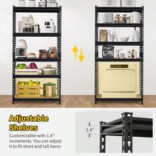 Heavy Duty 5-Tier Metal Shelving Unit – Adjustable Standing Storage Rack – 2500 Lbs Capacity – Utility Shelves For Garage, Pantry, Warehouse, Kitchen, Laundry - 黑色 - 查看 3