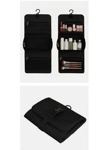 1pc Foldable Toiletry Bag, Partitioned Makeup Bag, Hanging Storage Bag, Portable Luggage Compartment, Visible Mesh Hanging Bag,Makeup Organizer,Room Decor - Multicolor - View 8