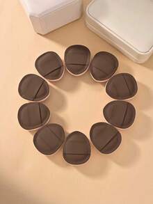 10pcs Brown Mini Cushion Finger Puff, Fits Finger Pads For Local Concealing, Wet And Dry Use, Suitable For Home Or Makeup Artist Use - Brown - View 1