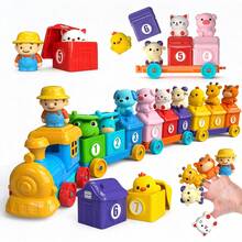 Farm Digital Building Blocks Train Toy Set 1-9 Number Storage House Animal Finger Puppets Combination, Assembling Pull-Along Blocks Car, Baby Math Cognition Early Education Educational Toy, Suitable For Boys And Girls 18 Months And Above, Parent-Child Interaction Gift - Multicolor - View 8