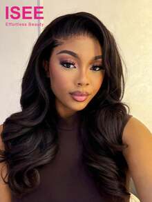 ISEE New Invisible Hairline Half Wig, Wavy Curl, 180% Density, 14-16 Inch Bob Length, 18-28 Inch Regular Length, Reversible, Glueless Wear, Suitable For Beginners, Natural Color, Natural Hair, Women's Wig - SNatural - View 1