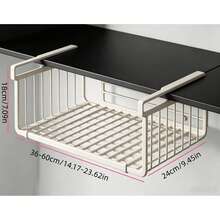 1pc Adjustable Expandable No-Drill Hanging Rack, Wall-Mounted Storage Basket, Multi-Functional Organizer For Kitchen Cabinets, Refrigerator, Laundry Room And Food Pantry - View 6