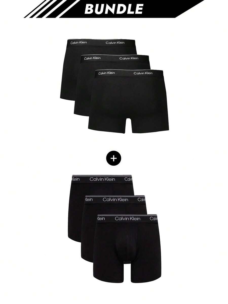 Calvin Klein [حزمة] 3 عبوات سراويل داخلية رجالية + 3 عبوات سراويل داخلية رجالية الأكثر مبيعًا - أسود + أسود - مشاهدة 1